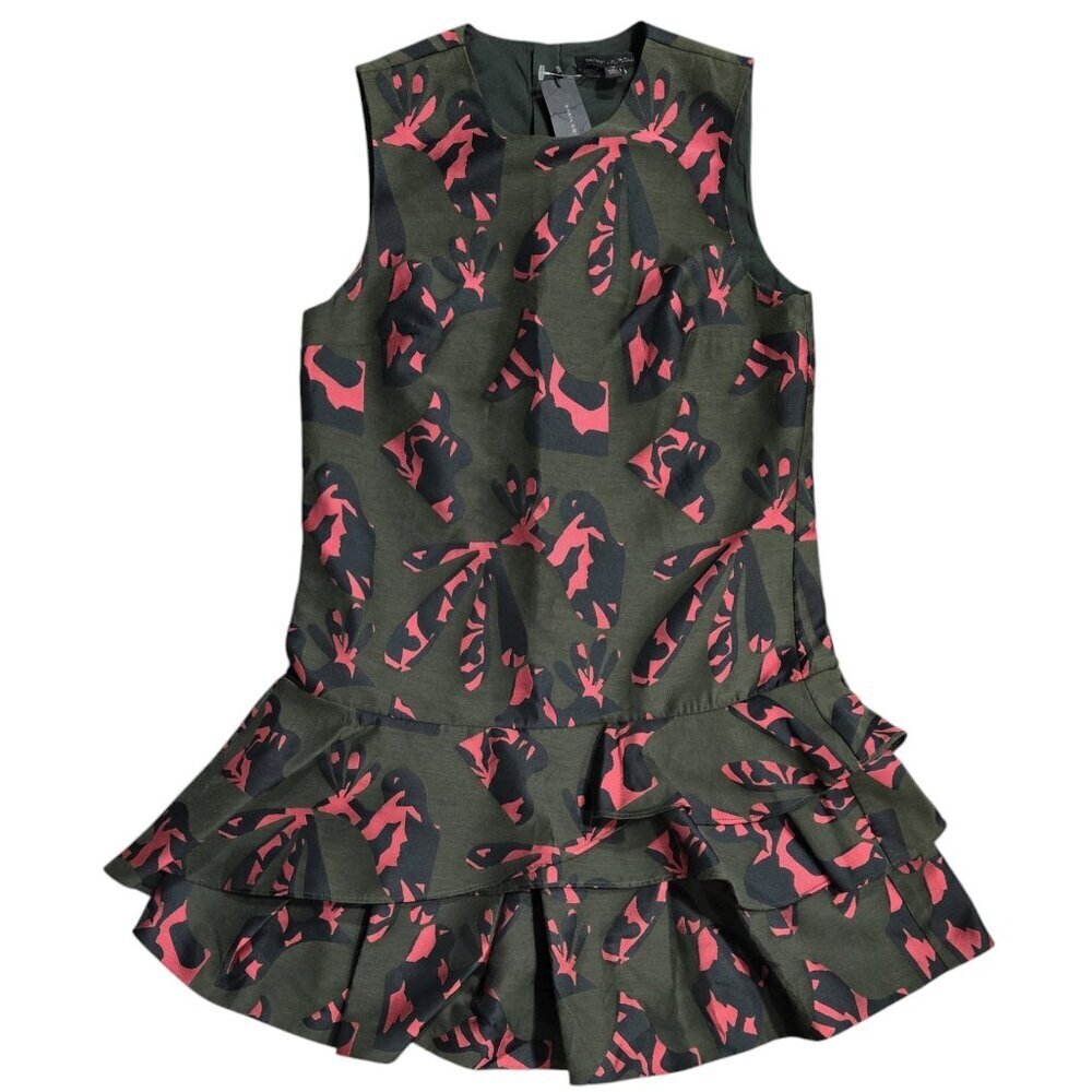 Banana Republic Olive and Coral Patterned Mini Dress